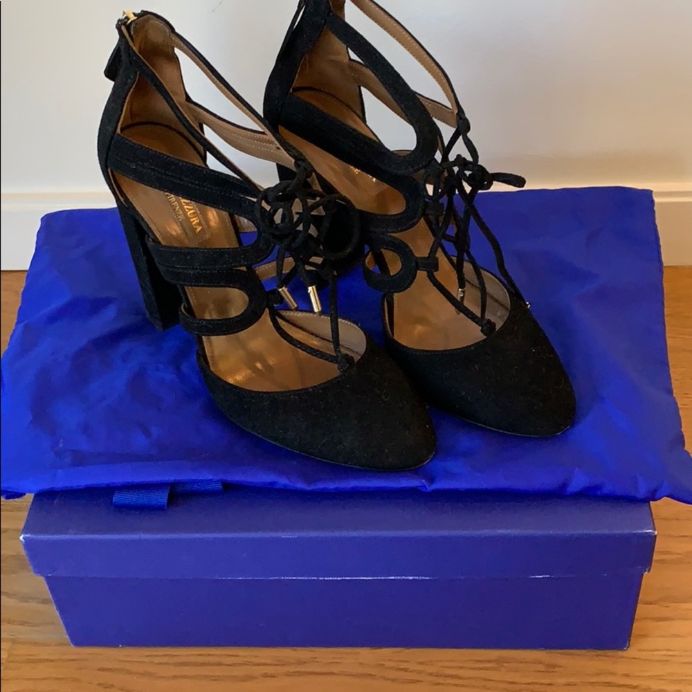 Aquazzura suede black heels size 39